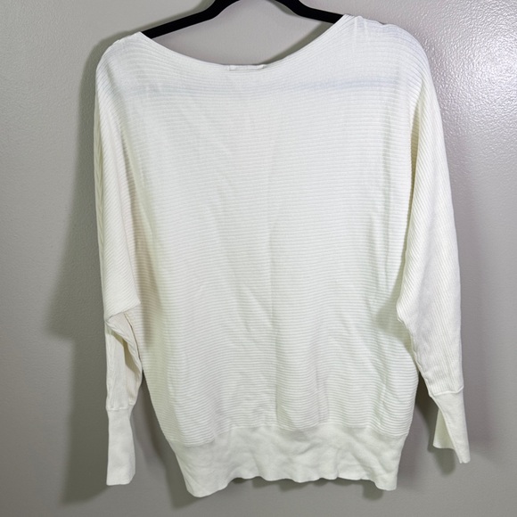 NWT Women’s H&M Cream Wide Nexk Ribbed Knit Top Size L - Picture 4 of 5